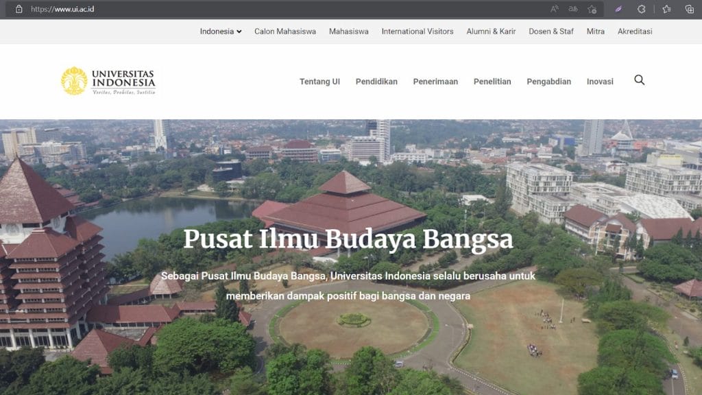 ilustrasi website resmi universitas indonesia