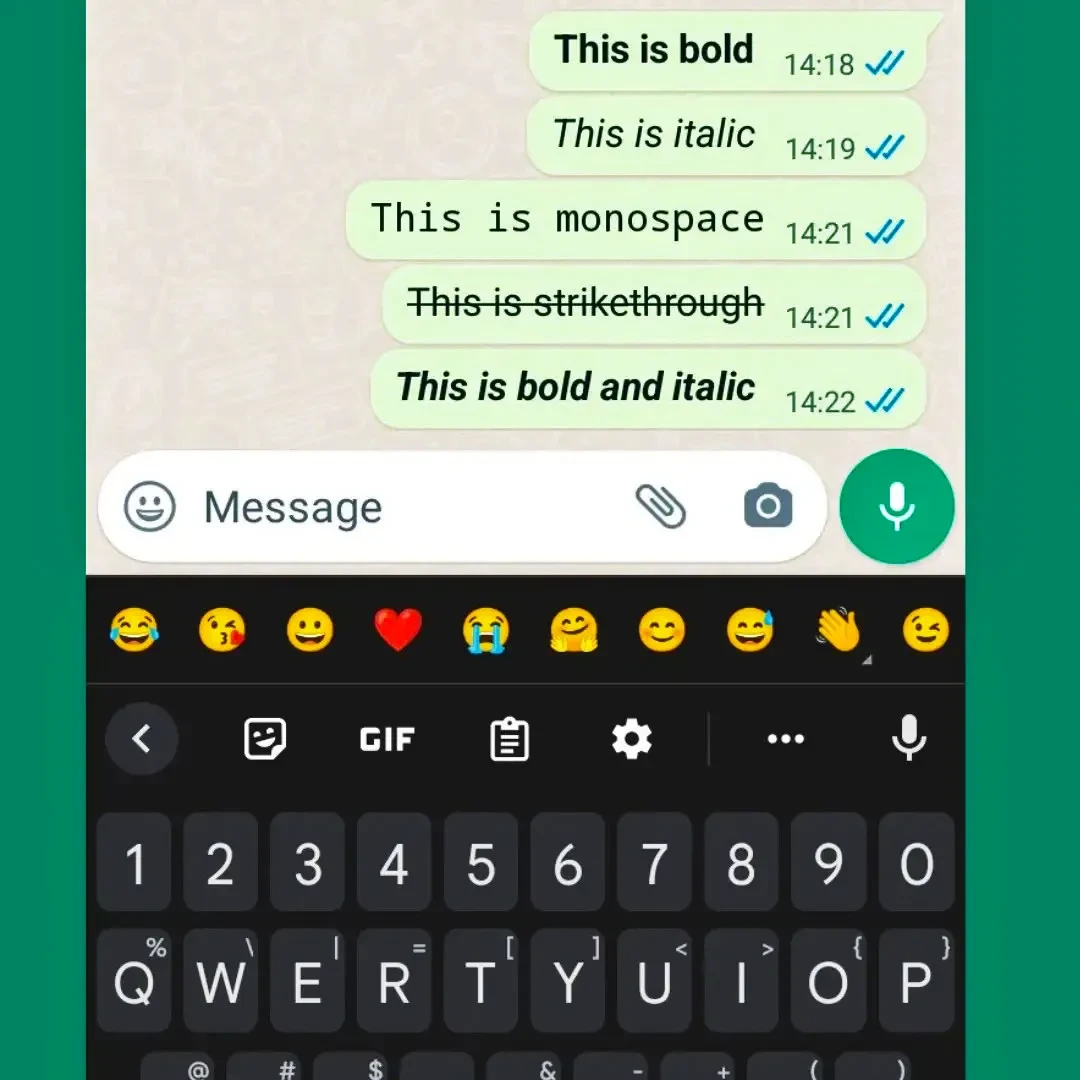 Ilustrasi Format Teks di Aplikasi Whatsapp