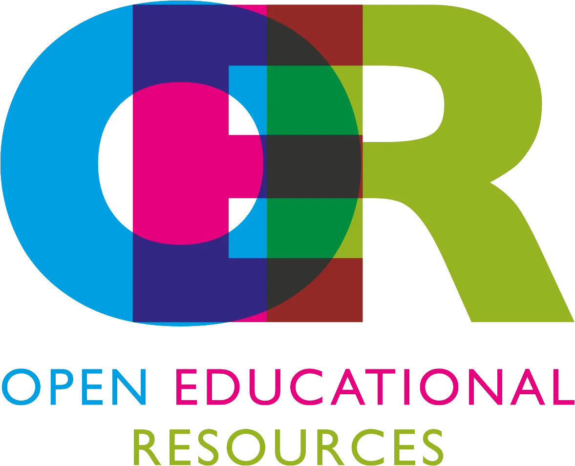Logo OER: buku terbuka dan tangan