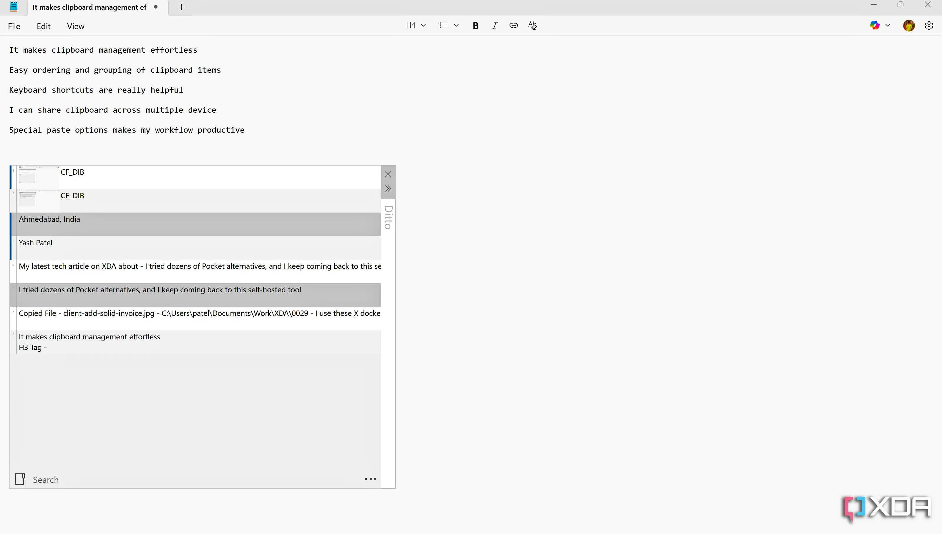 clipboard management ditto