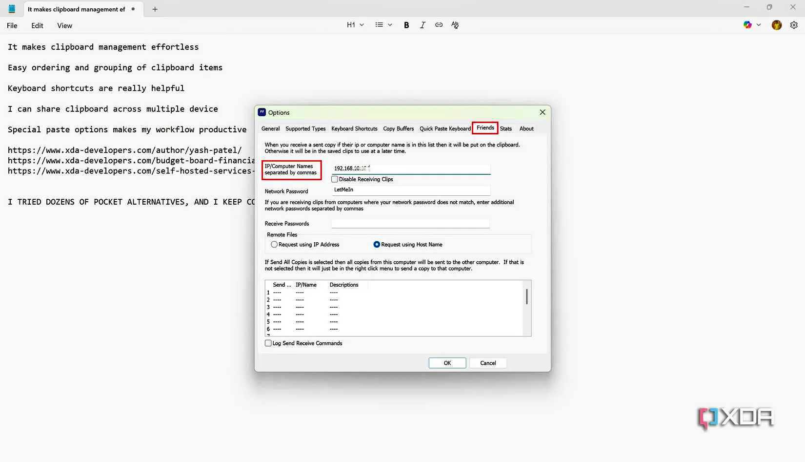 share clipboard ip address ditto