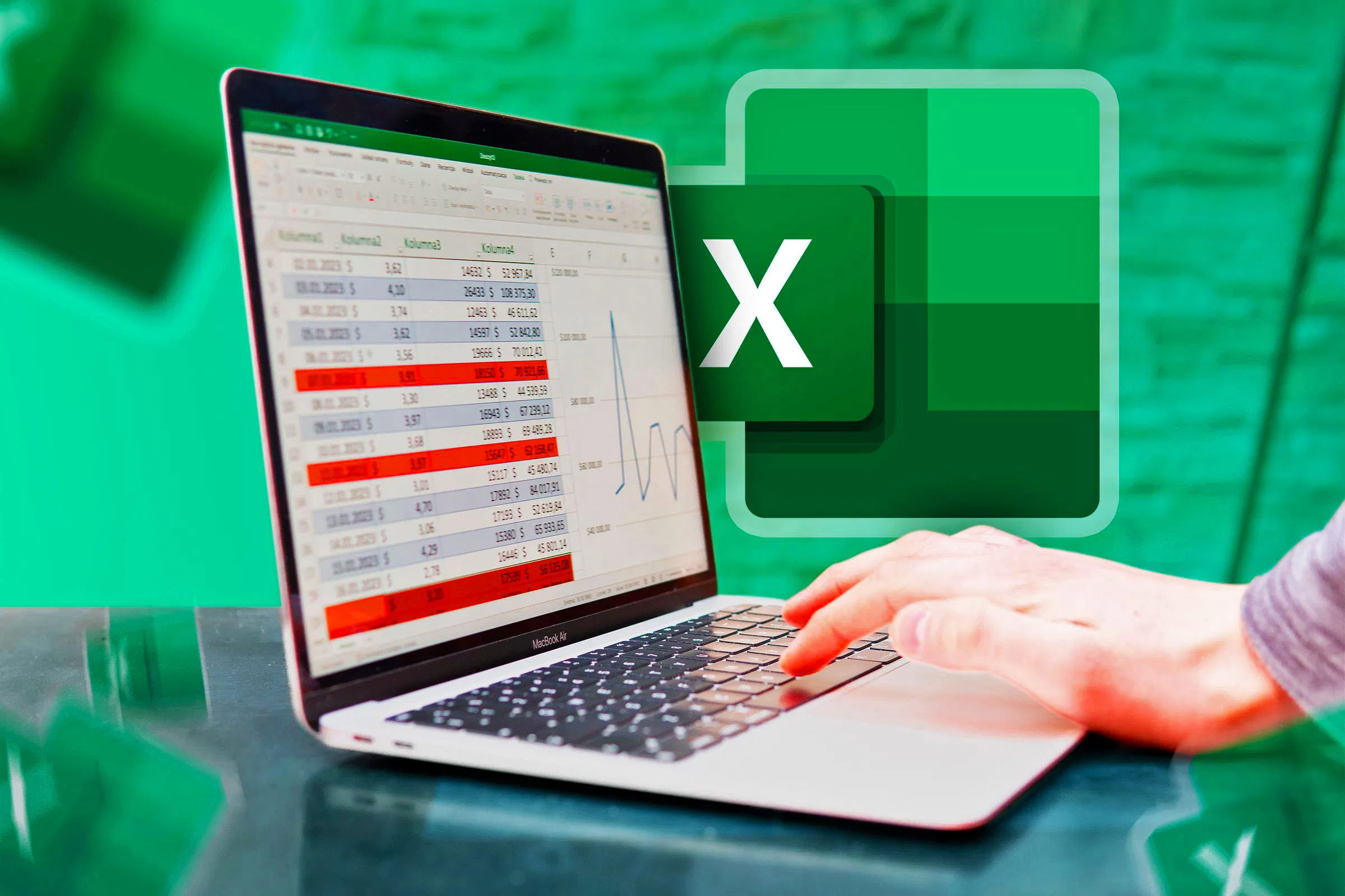 a laptop with microsoft excel app