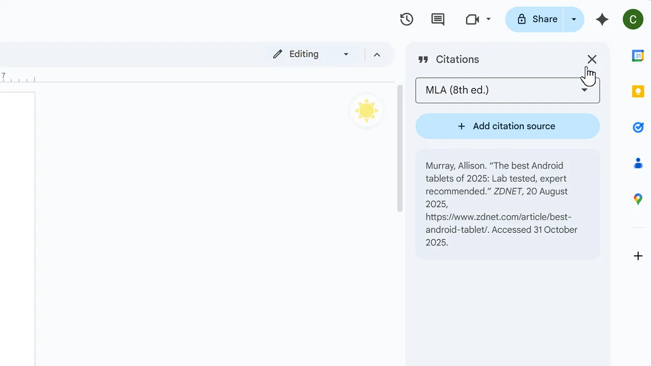 google docs citations