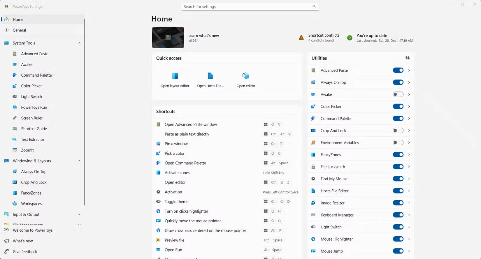 microsoft powertoys homescreen