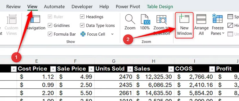 06a the new window icon in the view tab of microsoft excel s ribbon