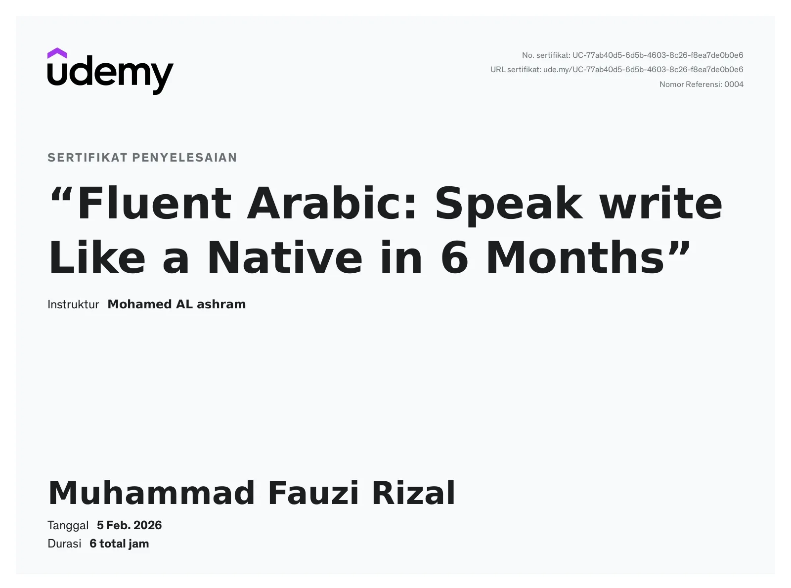 Fluent Arabic Speak write Like a Native in 6 Months