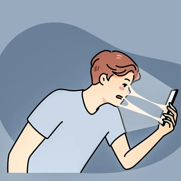 Ilustrasi Pria Kecanduan Ponsel