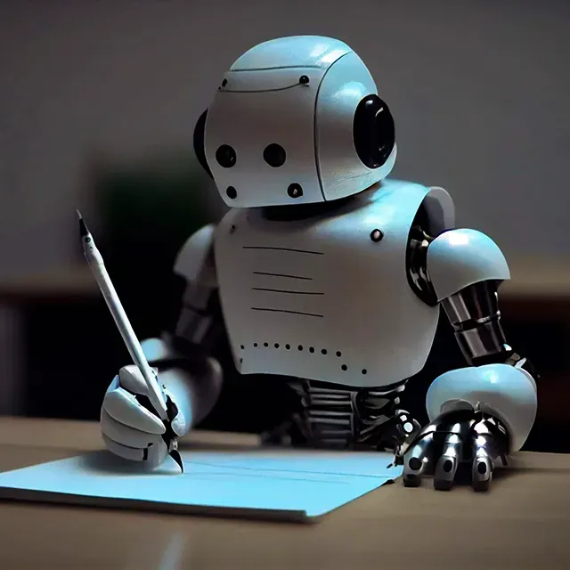 Ilustrasi AI Yang Sedang Menulis Artikel